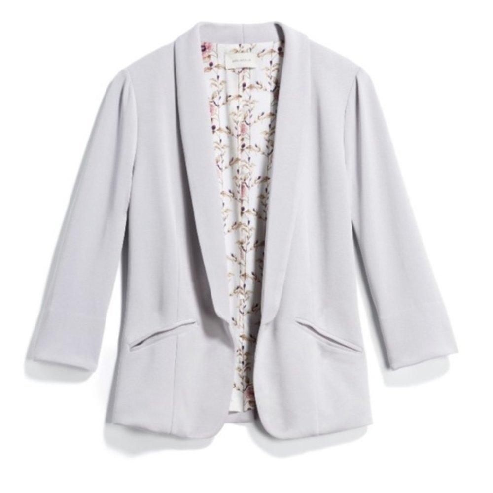 SKIES ARE BLUE HANNAH MODAL SCUBA BLAZER LIGHT GREY NWT